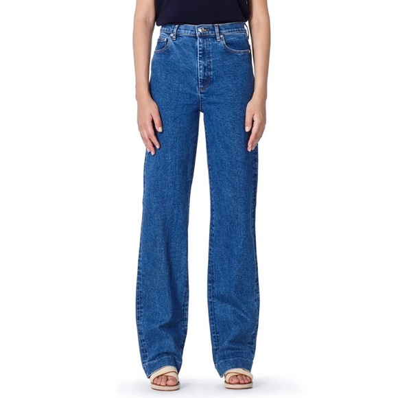 A.P.C. Spring High Rise Straight Leg Jeans Blue Denim Sz 24 - Picture 1 of 16
